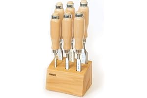 WENOKER Narex - Set di 6 scalpelli per bordi smussati con supporto in legno, set da 6 pezzi