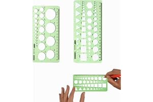 TUKNN Normographe Geographie,Gabarit Cercle,Regle Pochoir,Normographe pour Croquis et Schémas,Modèles de Mesure,Pochoir Geometrique,Règle Gabarit pour Studio Artistique ou Dessin et Dessin Personnel,2PCS