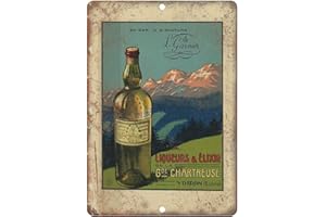 CHEFUWU Plaque murale en métal avec liqueur Chartreuse - 30,5 x 20,3 cm