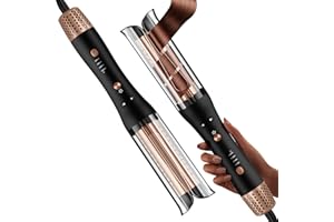 Lookmate Kaltluft Lockenstab Automatisch – 32mm Beach Waves Curler, 4 Temperaturstufen (150–230°C), Anti-Verbrennungs, Automatischer Rotierender Lockenstab für Große & Kleine Locken, Roségold