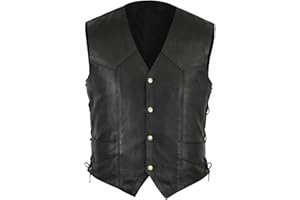 GEFOMUOFE Gilet in pelle per motociclisti, rocker da motociclista, gilet da motociclista, gilet in pelle nera