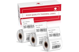 Phomemo Etiquetas Autoadhesiva Multifuncional Para Código De Barras Compatible Con M220 M250 M221 M120 M150 M108 M110 M421, Nombre, Precio, Dirección, etc. 40x30mm, 230 Etiquetas/Rollo, 3 Rollos