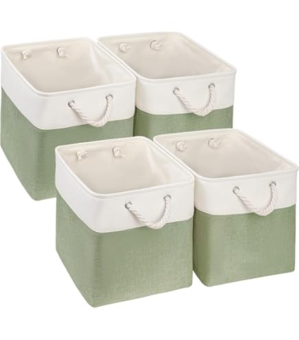 Mangata 25|28|30|33cm Stof Opbergdozen Kubussen, 4 Pack (33x33x33cm, Grijs Wit