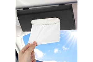 PSYQTSUARY Car Tissue Holder - PU Leather Sun Visor Tissue Box With Hanging Paper Towel Clips, Multifunctional Black Face Mask Box for Seat Door