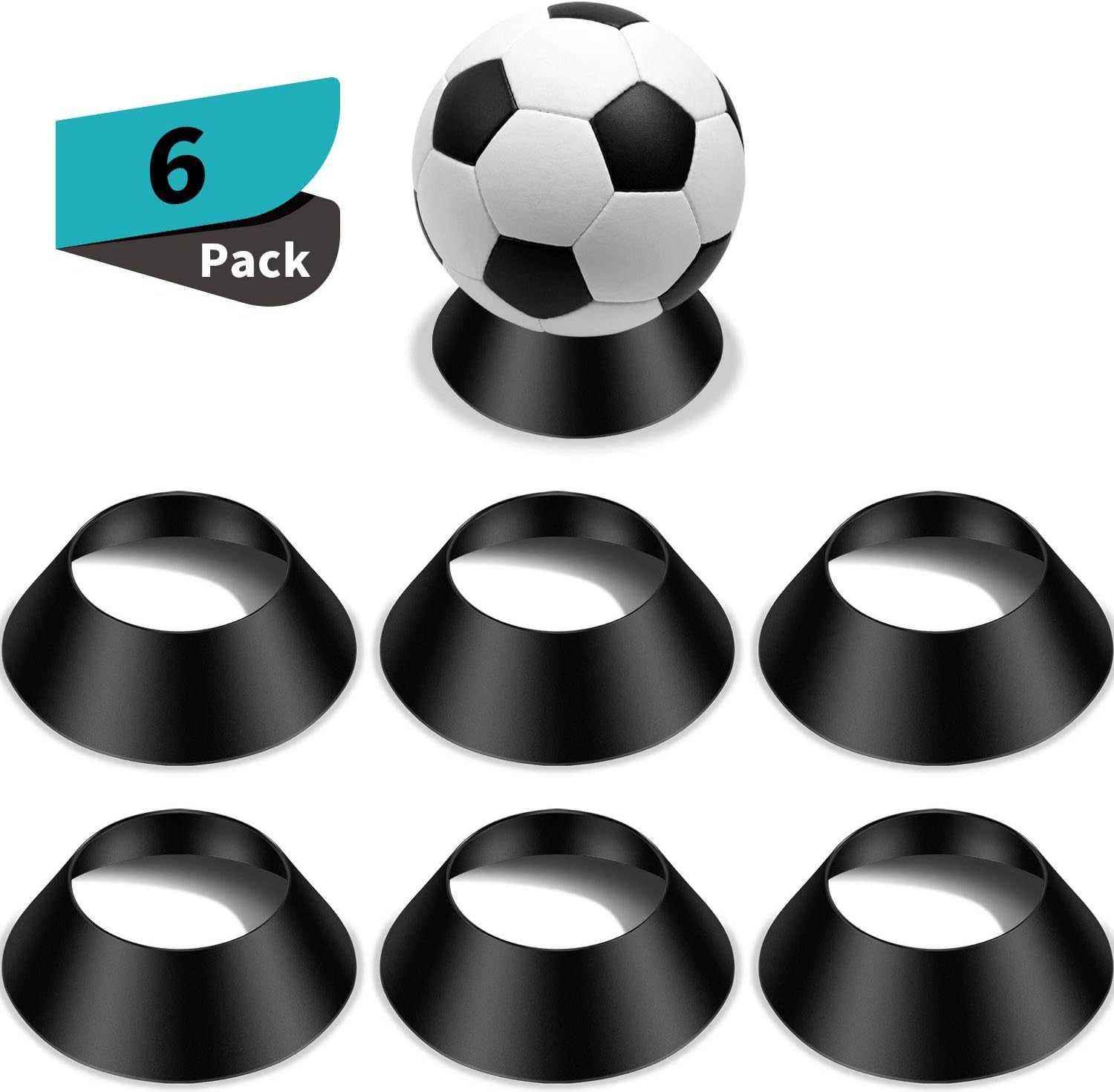 6 Piezas Soportes de Balón Base de Balón Pedestal Estante de Exhibición para Baloncesto Fútbol Voleibol Softbol Bolos (Negro)