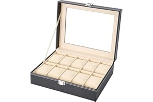 READAEER Pudełko na zegarek z 10 przegródkami z prawdziwego szkła, etui do przechowywania zegarka, jako prezent dla zakochanych