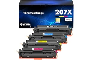 INKALFA 207X 207A M283fdw Toner Cartridge With Chip for HP 207X 207A Color Laserjet Pro MFP M283fdw M255dw M282nw M283fdn M255nw W2210X W2211X W2212X W2213X M283 M255 M282 - Black Cyan Yellow Magenta 4-Pack