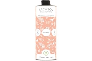 Wolfsbacher Natur - Aceite de salmón para Perros 1 litro con Omega 3 y 6 I Natural, Aceite de salmón Noruego del Atlántico I Suplemento de Alta dosificación