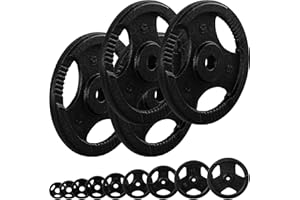 MOVIT Hantelscheiben Set PRO Gusseisen mit Griff 0,5kg bis 20,0kg, Bohrung 30/31 mm Standardnorm, Gewichtsscheiben Set schadstoffgeprüft Gewichte Hantel