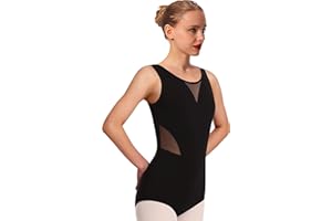 Mulnall Danza Leotardo Chaleco Vestido de Malla Revestimiento de Pecho Maillot de Danza Gimnasia Malla Bodysuit para Mujer