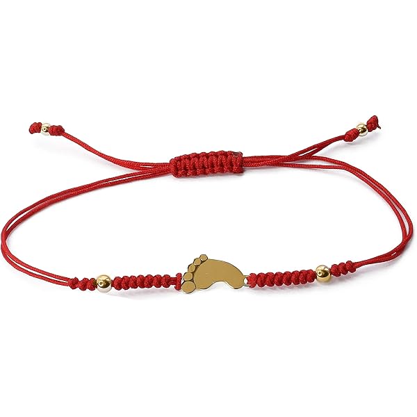 9ct Gold Baby Feet Outline Coloured Cord Bracelet – Adjustable 6-8 Inches, New With Tags