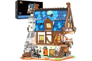 JMBricklayer Set da costruzione per adulti da fabbro medievale, modello creativo di casa del castello con luce a LED, da collezione o per casa, ufficio, idee regalo per ragazzi e ragazze 41105