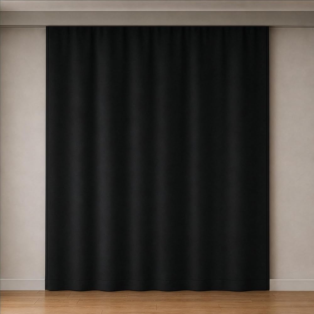 EYPER Blackout Karartma Fon Perde, Siparişe Özel Dikim | Gündüz Bile Karartır, Isı Yalıtımlı Tek Kanat | Düz Kornişe Hazır | Siyah, 150 cm Genişlik x 250 cm Uzunluk