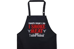 EXPRESS-STICKEREI I Smoke Meat Fartuch dla mężczyzn/kobiet, regulowany, z kieszenią i zabawnym hasłem, dla miłośników mięsa, fartuch do grillowania – fartuch kucharski, haftowany, fartuch kuchenny dla mężczyzn – prezent na grilla, czarny, jeden rozmiar