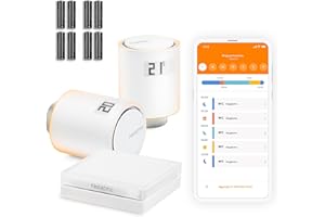 Netatmo Starter Pack Valvole Smart Wifi per Radiatore, Controllo remoto, Risparmio energetico, Pacchetto riscaldamento collettivo, Compatibile con Amazon Alexa, Apple e Google NVP-AMZ