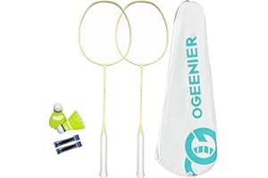 ‎OGEENIER OGEENIER Badmintonschläger Set,mit 2 Badminton Schläger Profi Leicht, 2 Griffbänder und 2 Federball und 1 Badmintonschläger mit Tasche