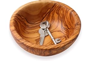 Cleminson Olive Wood 14 cm Hand-Carved Bowl for Snacks, Nibbles, Dips, Keys, Potpourri & More