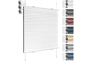 ‎DESWELL Deswell Plissee Verdunklung Klemmfix Wabenplissee B40 x H100 cm Weiß Thermoplissee ohne Bohren Faltrollo für Fenster & Tür, 100% Blickdicht, Sicht- & Schallschutz Wärmehaltung Verdunklungsplissee