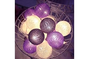 Ciskotu Guirlande Lumineuse Coton Boules Avec Prise - 3,8M 20 LEDs Chaîne Lumière pour Chambre Rideau Fête Noël Anniversaire Halloween Mariage Chambre de Bébé Romantique Décor
