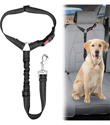 2 Ceintures De Sécurité Réglables Pour Chien En Voiture - Avec Coussin élastique Anti-vibration, Crochet Double Sécurité, Noir Et Bleu
