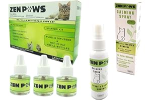 Zenpaws Diffuser Cat Relaxant Refill Plus Additional Bottle Calming Spray - Refills Compatible with All Major Brand diffusers. Feliway, Comfort Zone, ThunderEase, Relaxivet