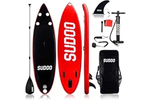 SUDOO 10FT 3M Inflatable Stand Up Paddle Board SUP Board 6” Thick Surfboard Lightweight Non-Slip EVA Deck SUP Package Complete Kit for All Skill Beginners Adults Fishing Yoga Surfing