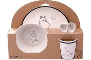 Barbo Toys – Mumins Mealtime Set – Moomin Geschirr Set – ESS-Set - Für Babys, Kleinkinder und Kleine Kinder – Mit Teller, Schüssel, Tasse und 2 Löffeln – Mumin Tal Illustrationen