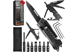 Geschenke für Männer, Camping Zubehör, Multifunctional Gadgets für Männer, 17-in-1 Feuerstartstäbchen, Säge-Schraubendreher, 