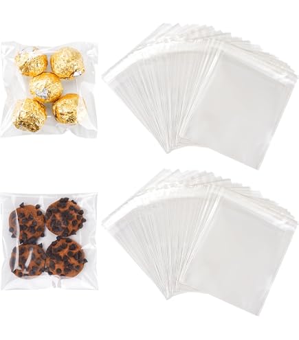 100 Stück Zellophantüten Selbstklebend – Durchsichtig, 7x10 Cm, Für Süßigkeiten, Kekse, Schmuck & Mehr
