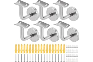 AKOLAFE 6 Stück Handlaufhalter Edelstahl Geländer Außen Handlaufträger Roubst Halterung für Handlauf Silbrig Treppengeländer Innen Shwerbelast Wandhalter (60 x 60 mm)