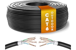 Mr. Tronic 50 m Ethernet kabel sieciowy do stosowania na zewnątrz | odporny na warunki atmosferyczne | kabel instalacyjny | CAT6, AWG24, CCA, UTP, RJ45 | czarny (50 metrów)