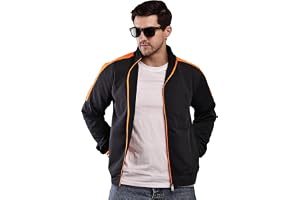 MK7 Men’s Full Sleeve Sports Jacket with Front Zipper, High Neck Collar, Lightweight Track Jacket with Side Pockets, Ribbed Cuffs & Athletic Fit for Running, Gym