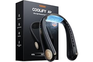 TORRAS COOLiFY Air Neck Fan Air Conditioner, 3D Airflow, Light Portable Fan Rechargeable, Personal Cooling Fan Travel Essentials, Work, Travel, Camping, Onyx Black