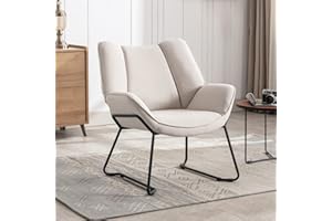 ‎WAHSON OFFICE CHAIRS Wahson Sessel Wohnzimmer Einzelsofa Loungesessel modern Relaxsessel mit Metallbeinen, Leinen, für Wohnzimmer/Schlafzimmer, Beige