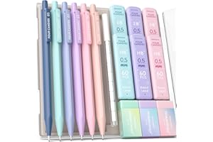 Four Candies Matite meccaniche 0,5, con mine HB e 2B da 0,5 mm, set di gomme pastello e ricariche per gomma, confezione da 16 pezzi con custodia, grazioso materiale scolastico estetico per scrivere,