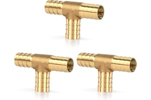 JESUSTREE 6 STK 16mm Messing Schlauchtülle, 3 Wege Gerade Schlauchverschraubung Kraftstoffleitung Verbinder Schlauchanschluss Gerade Widerhaken Splicer Mender für Wasser Kraftstoff Luft