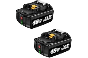VOLT1799 2 baterías BL1850B 5.5AH de Iones de Litio, para baterías Makita 18V bl1850b, Compatible con baterías Makita BL1850B,BL1860B, BL1860, BL1850, BL1840, BL1830, LXT-400, con indicador LED