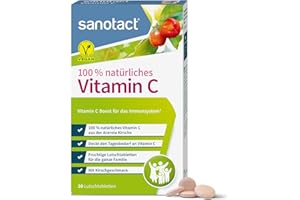 ‎SANOTACT sanotact Vitamin C (30 Lutschtabletten) • Acerola Tabletten vegan • 100% natürliches Vitamin C für Kinder & Erwachsene • Hochdosiertes Vitamin C aus Acerola-Kirsche • Immunsystem stärken