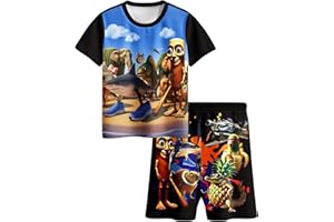 Gaifully Boys Brainrot Tralalero Tralala Pyjamas Set Boys Tung Tung Sahur Short Sleeve Pjs Tops Pants 2 Piece Outfit