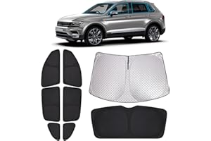 XCBYT Parasol Coche Compatible con VW Tiguan II 2016-2024, Parasol Coche Delantero Parabrisas, Lateral, Ventanas Traseras, Protector Solar Protección de La Privacidad Camping