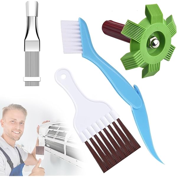 Kit Nettoyage Climatiseur 2 Pièces – Brosse Plastique + Peigne Ailettes Inox