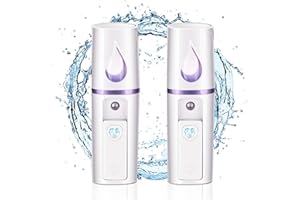 Xrten Nano Facial Steamer Mist Spray,Foggy Spray,2 Stück Nano Gesicht Mistertragbarer,Befeuchtung Handheld Hydratation Meter Nebelsprüher Mit Spiegel Design Bequeme USB Wiederaufladbare Weiß
