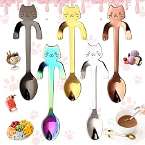 9 Cuillères Griffes Chat Acier Inoxydable - Cuillère à Dessert Mignonne - Cadeau Pour Amoureux Chats