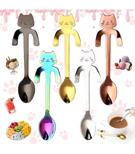 4 Katzen-Löffel Aus Edelstahl – Süßes Design, Perfekt Für Dessert, Kaffee & Snacks