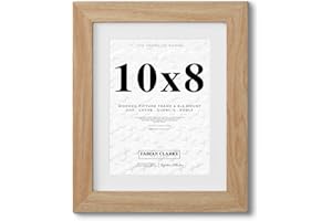 Fabian Clarke London® 10x8 Modern Oak Wooden Picture Photo Frame with White 8x6 Mount to Hang Portrait or Landscape