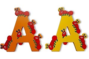 Vinsani® Wooden Jungle Animal Alphabet Letters Personalised Bedroom Wall Door Name (A)