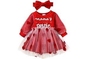 Dazzerake Abiti Tutu da Principessa Compleanno Vestito per Neonato da Bambina per Festa della Mama Completo da Bambina Tunica con Stampa a Cuore Tulle