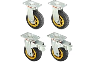 QWORK® 4 Stück 150mm schwerlastrollen - bis 250 kg pro rolle - stoßdämpfung lenkrollen für möbeltransporte und industrietransporte (2 lenkrollen + 2 bremsrollen)