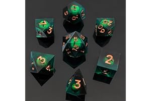ORUZA 7 Pieces Dragon Eye Polyhedral Resin Game Dice DND Dice Set D&D Dice for Dungeons and Dragons RPG MTG Pathfinder Role Playing Game D4 D6 D8 D10 D% D12 D20