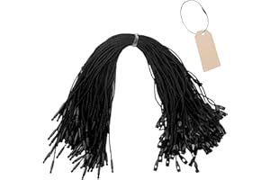 SMCEHEYA Polyester String for Hang Tags 100Pcs, Black String 8''/20cm, Tags with Snap Lock Fastener, Hook Ties for Products